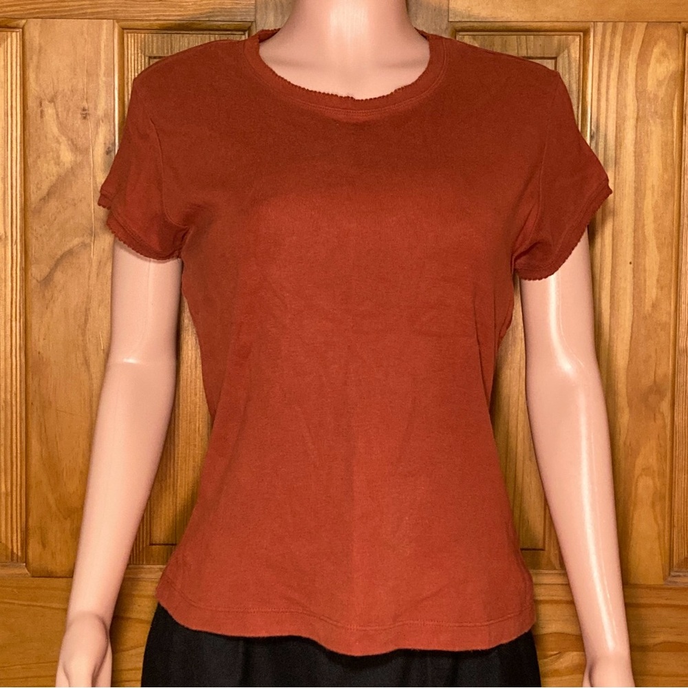 EUC White Stag Vintage 90s Top Short Sleeve Blouse Red Size L Large